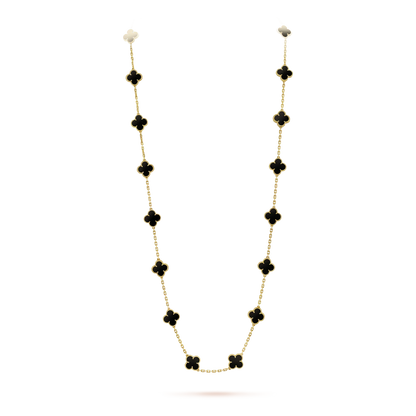 [Royal Jewelry]CLOVER 20 MOTIFS ONYX NECKLACE