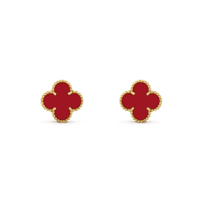 [Royal Jewelry]CLOVER MINI 9.5MM CARNELIAN EARRINGS