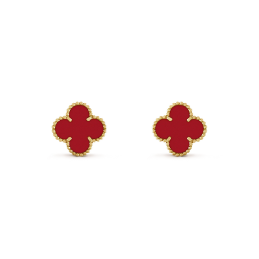 [Royal Jewelry]CLOVER MINI 9.5MM CARNELIAN EARRINGS