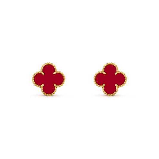 [Royal Jewelry]CLOVER MEDIUM 1 MOTIFS CARNELIAN  EARRINGS