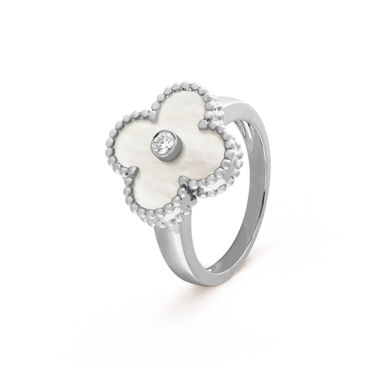 [Royal Jewelry]CLOVER SILVER MOP DIAMOND RING
