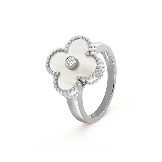 [Royal Jewelry]CLOVER SILVER MOP DIAMOND RING