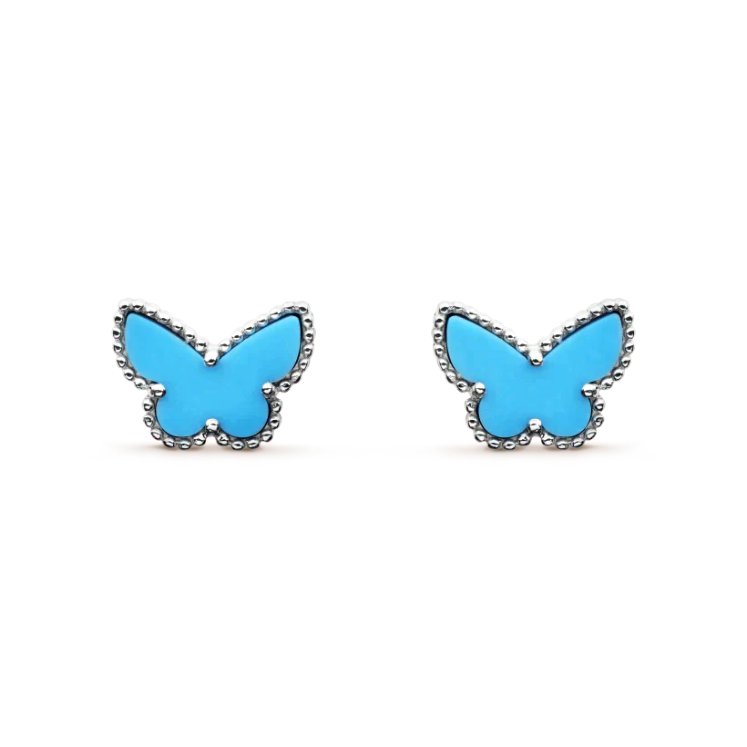 [Royal Jewelry]BUTTERFLY TURQUOISE EARRINGS SILVER