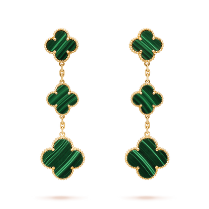 [Royal Jewelry]CLOVER MALACHITE 3 MOTIFS GOLD