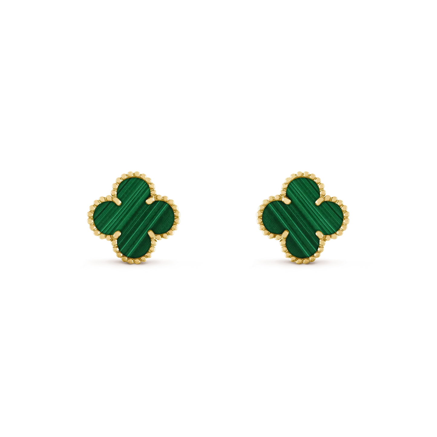 [Royal Jewelry]CLOVER MEDIUM 1 MOTIFS MALACHITE  EARRINGS