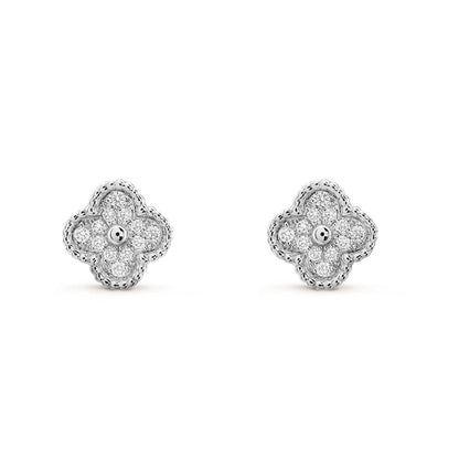[Royal Jewelry]CLOVER MINI DIAMOND STUD EARRINGS