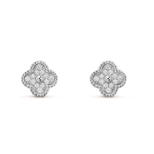 [Royal Jewelry]CLOVER MINI DIAMOND STUD EARRINGS