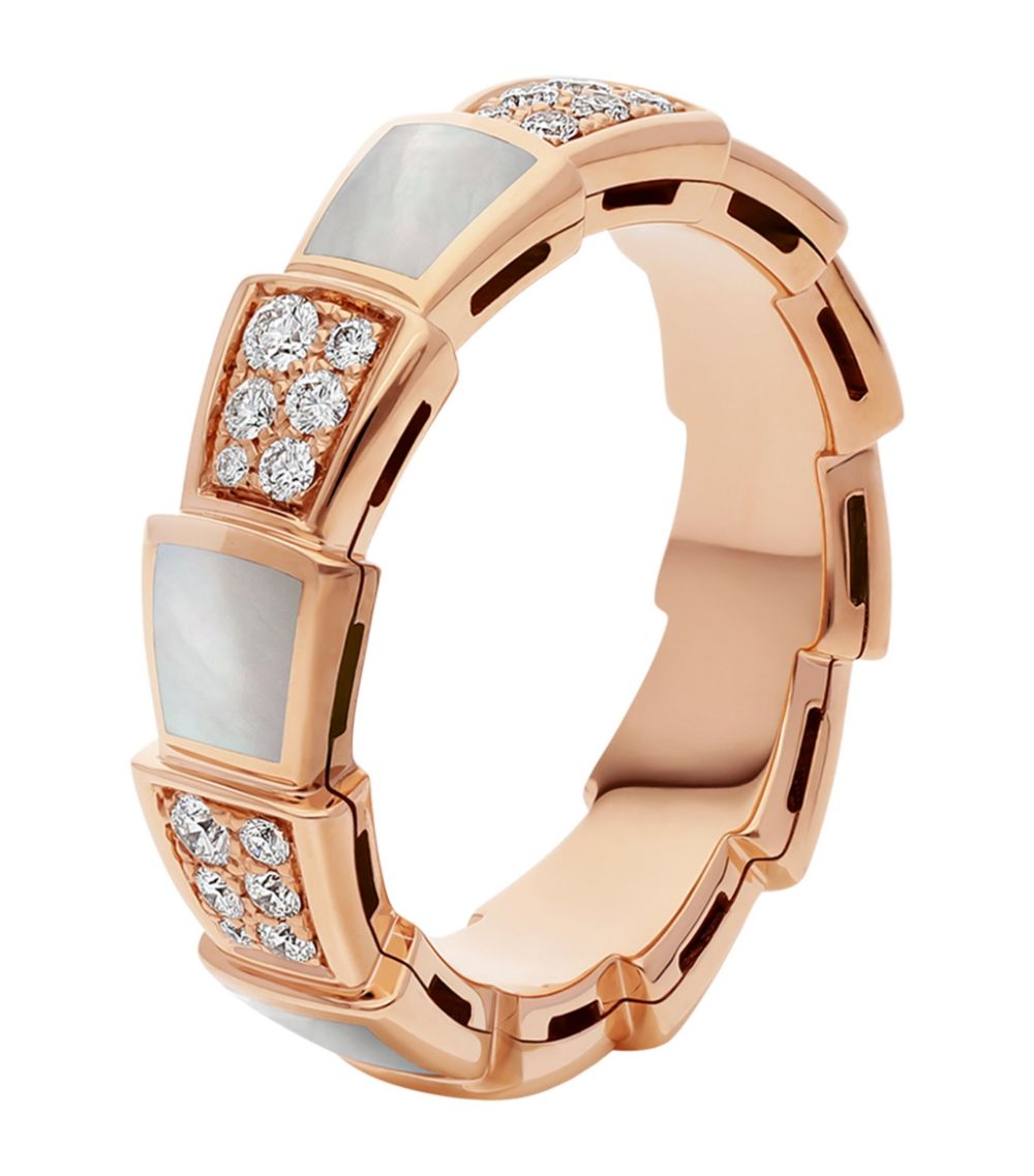 [Royal Jewelry]SERPENTI RING PINK GOLD MOP DIAMOND PAVED 4MM