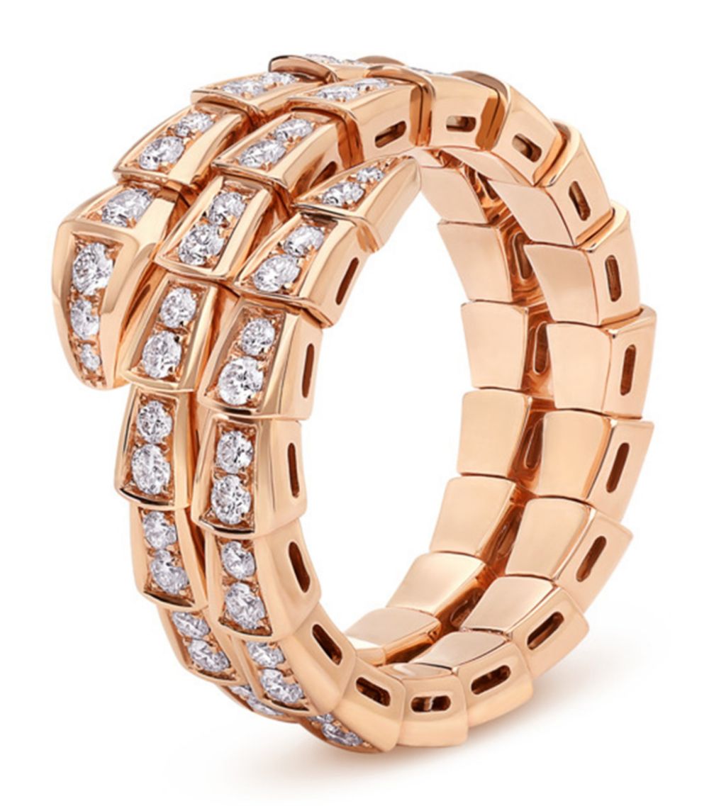 [Royal Jewelry]SERPENTI RING PINK GOLD DIAMOND DOUBLE ROW