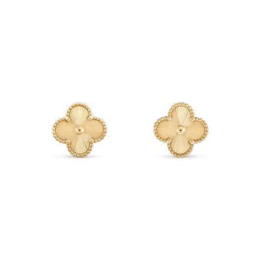 [Royal Jewelry]CLOVER MINI 9.5MM LASER EARRINGS