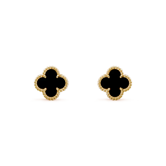 [Royal Jewelry]CLOVER MINI 9.5MM BLACK MOP EARRINGS