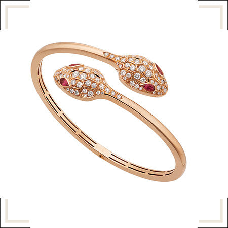 [Royal Jewelry]SERPENTI BRACELET PINK GOLD DIAMOND DOUBLE SNAKE