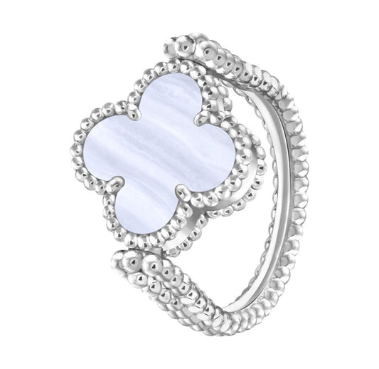 [Royal Jewelry]CLOVER RIVERSIBLE PURPLE CHALCEDONY RING