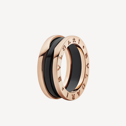 [Royal Jewelry]ZERO 1 TWO-BAND LOOPS AND BLACK CERAMIC PINK GOLD RING