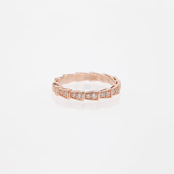 [Royal Jewelry]SERPENTI RING PINK GOLD DIAMOND PAVED 3MM