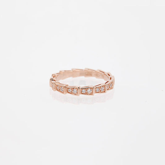 [Royal Jewelry]SERPENTI RING PINK GOLD DIAMOND PAVED 3MM