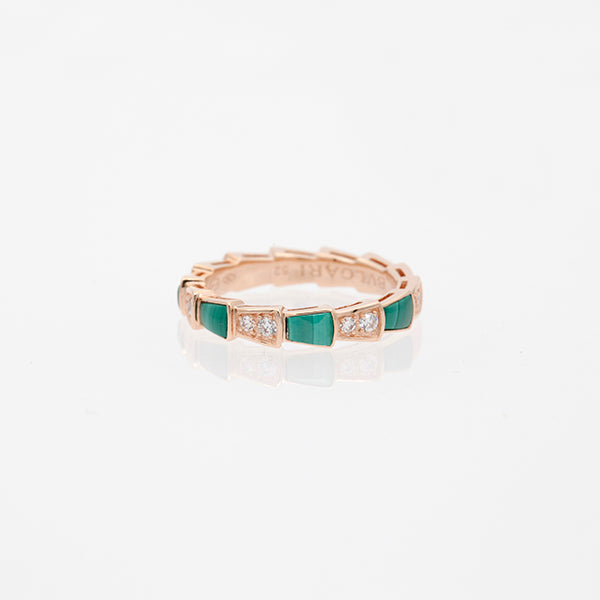 [Royal Jewelry]SERPENTI RING PINK GOLD MALACHITE DIAMOND 3MM