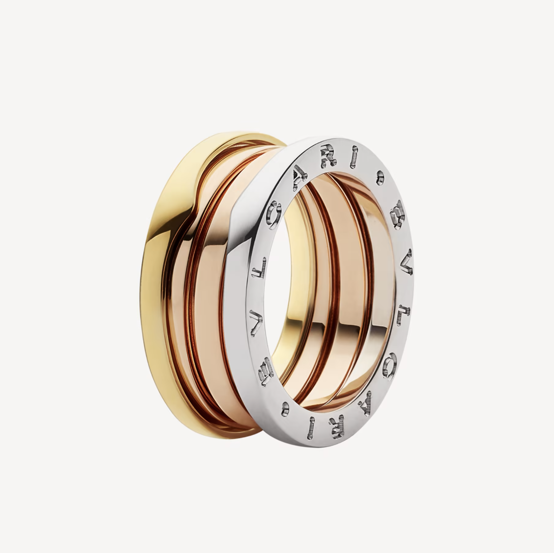 [Royal Jewelry]ZERO 1 THREE-BAND ROSE WHITE AND YELLOW RING