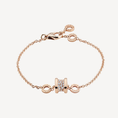 [Royal Jewelry]ZERO 1 SOFT PINK GOLD WITH PAVED DIAMONDS ON THE SPIRAL BRACELET