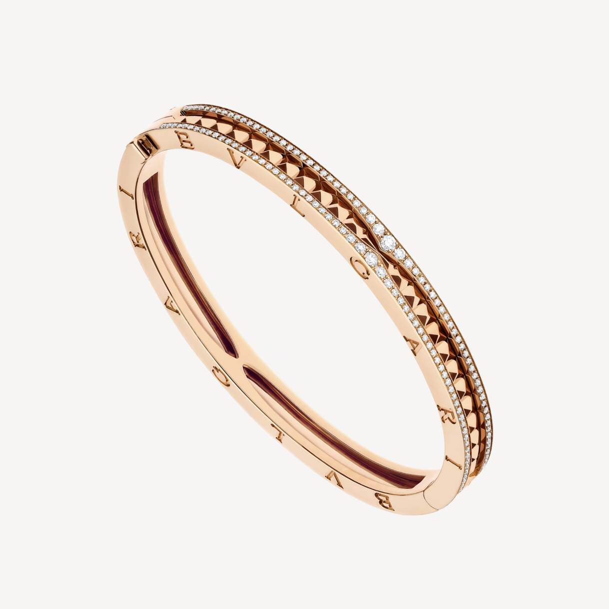 [Royal Jewelry]ZERO 1 SPIRAL AND PAVED DIAMOND PINK GOLD BRACELET