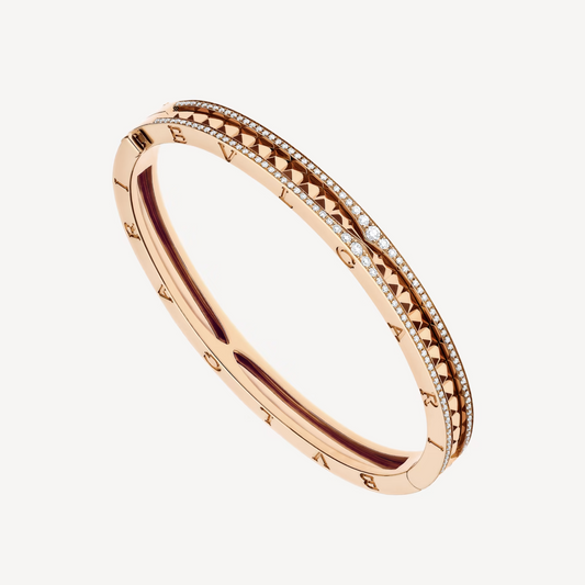 [Royal Jewelry]ZERO 1 SPIRAL AND PAVED DIAMOND PINK GOLD BRACELET