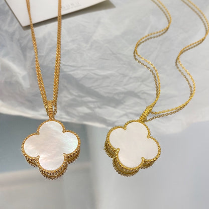 [Royal Jewelry]CLOVER 25MM MOP LARGE PENDANT NECKLACE