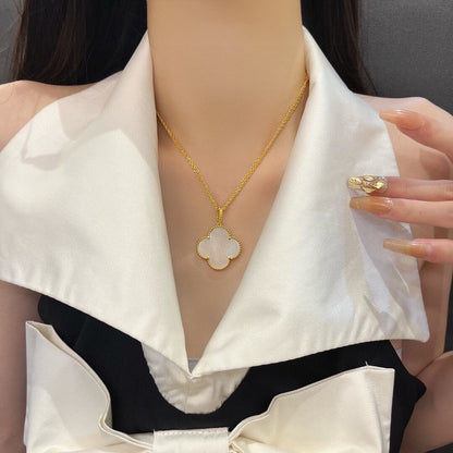 [Royal Jewelry]CLOVER 25MM MOP LARGE PENDANT NECKLACE