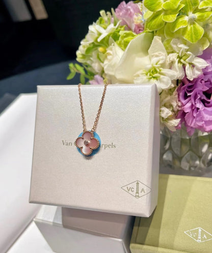 [Royal Jewelry]2025 CHRISTMAS CLOVER 15MM DIAMOND RHODONITE NECKLACE