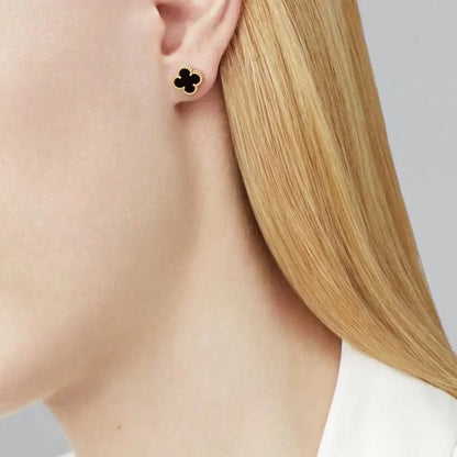[Royal Jewelry]CLOVER MINI 9.5MM BLACK MOP EARRINGS