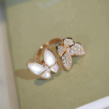 [Royal Jewelry]TWIN BUTTERFLY DIAMOND MOP RING