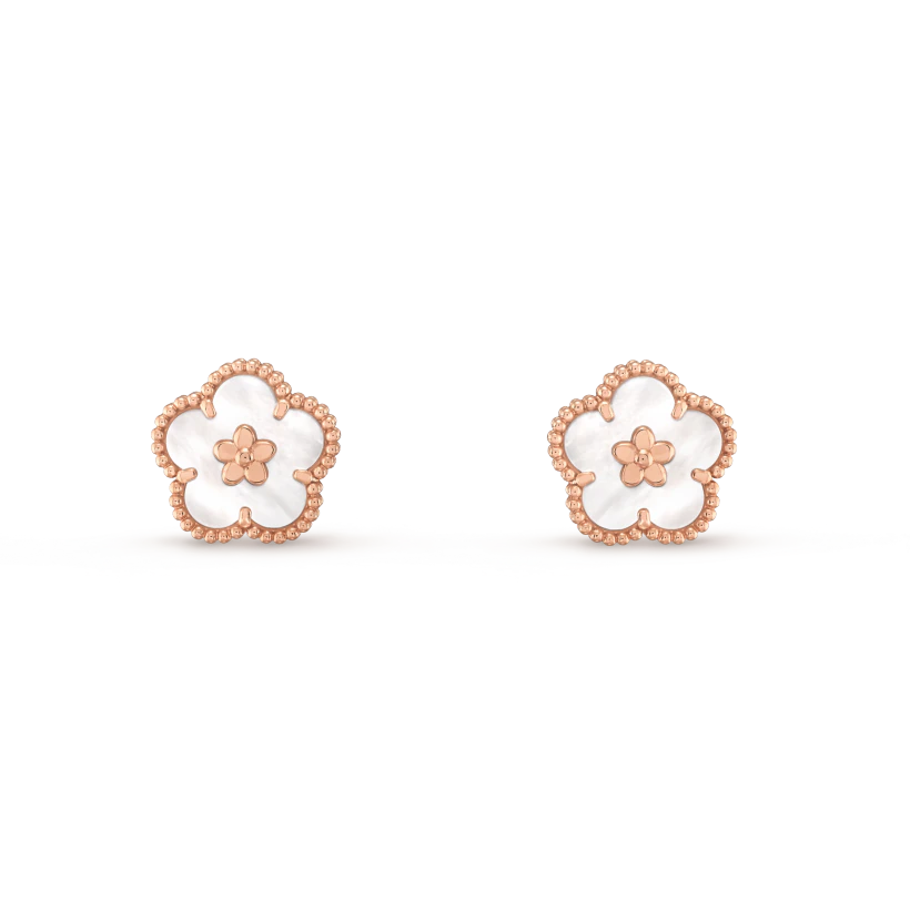 [Royal Jewelry]LUCKY PINK GOLD WHITE MOP EARRINGS