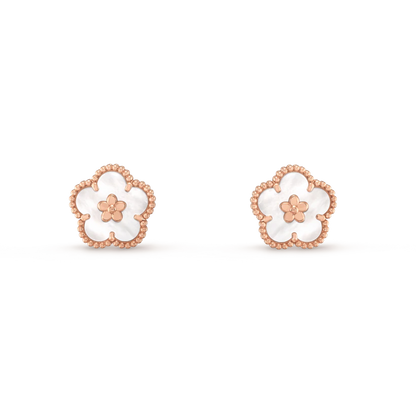 [Royal Jewelry]LUCKY PINK GOLD WHITE MOP EARRINGS