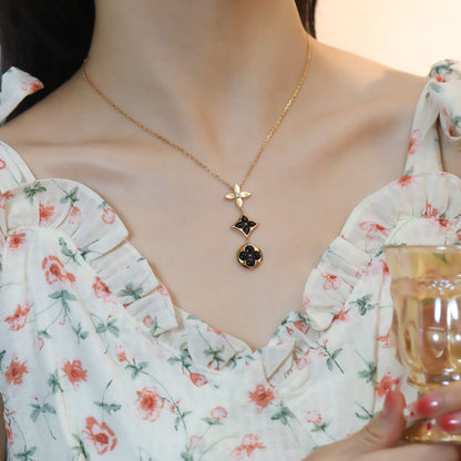 [Royal Jewelry]STAR AND SUN ONYX PINK GOLD NECKLACE