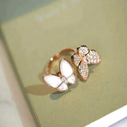 [Royal Jewelry]TWIN BUTTERFLY DIAMOND MOP RING
