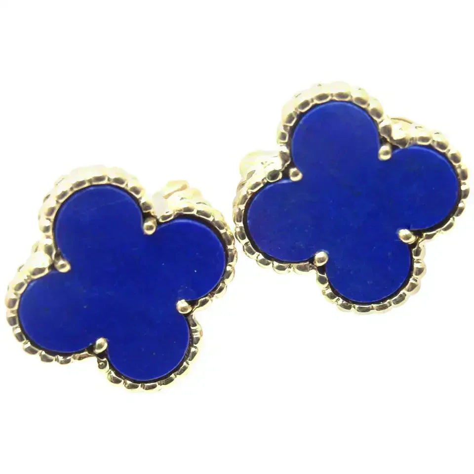 [Royal Jewelry]CLOVER MINI 9.5MM TURQUOISE EARRINGS