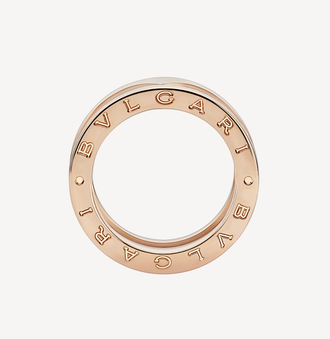 [Royal Jewelry]ZERO 1 TWO-BAND LOOPS AND WHITE CERAMIC SPIRAL PINK GOLD RING