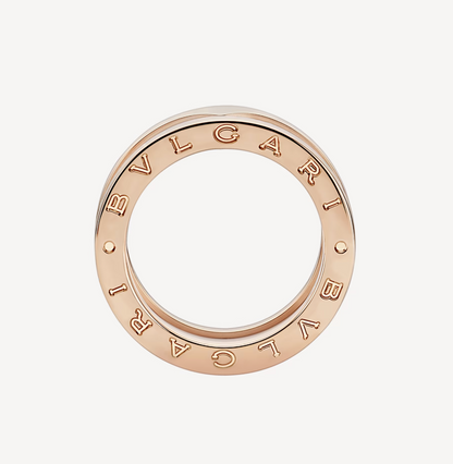 [Royal Jewelry]ZERO 1 TWO-BAND LOOPS AND WHITE CERAMIC SPIRAL PINK GOLD RING