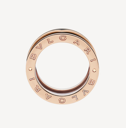 [Royal Jewelry]ZERO 1 TWO-BAND WITH MATTE BLACK CERAMIC PINK GOLD RING