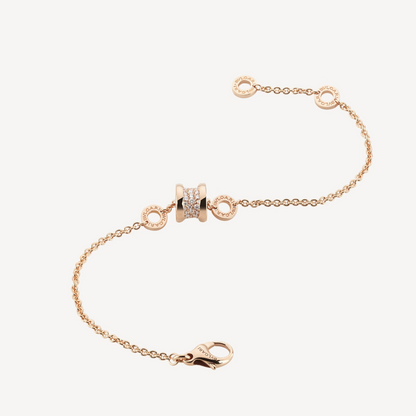 [Royal Jewelry]ZERO 1 SOFT PINK GOLD WITH PAVED DIAMONDS ON THE SPIRAL BRACELET