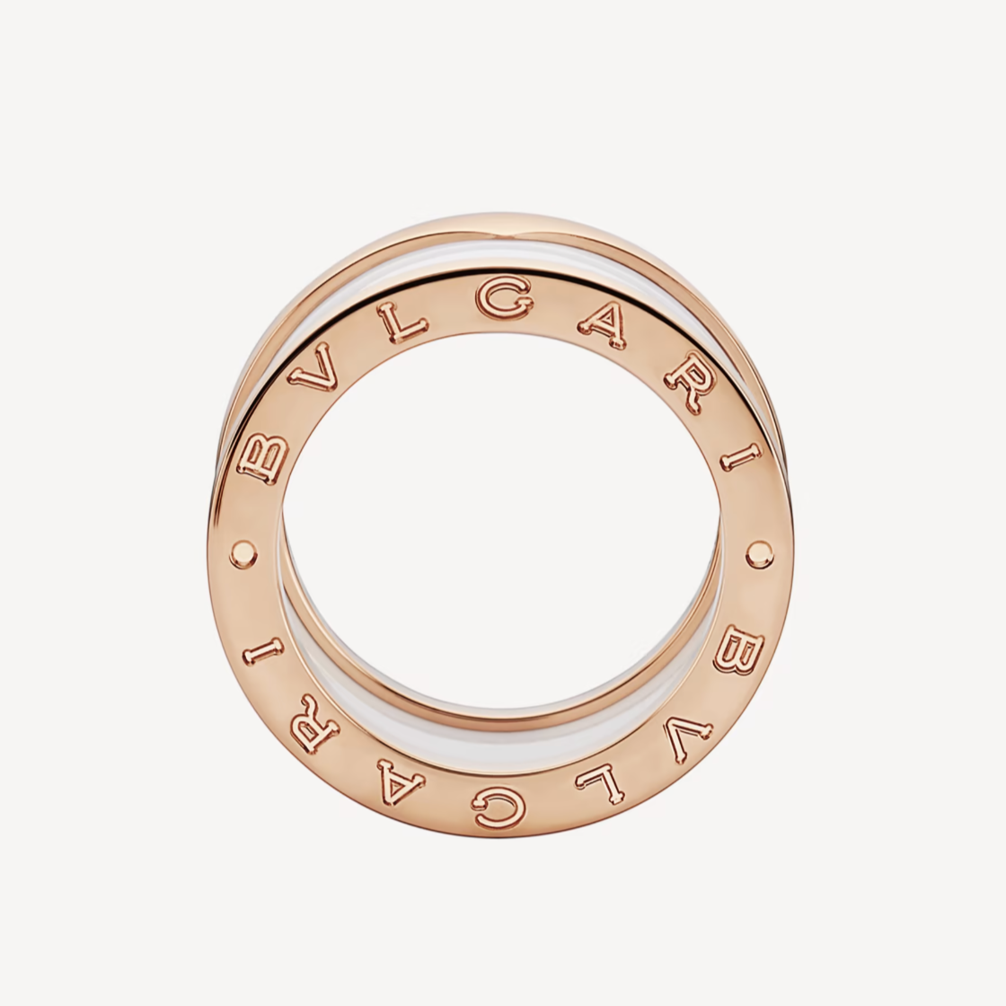 [Royal Jewelry]BAGUE EN OR ROSE EN SPIRALE À QUATRE ANNEAUX ZERO 1 ET CÉRAMIQUE BLANCHE