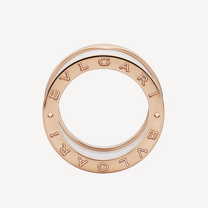 [Royal Jewelry]BAGUE EN OR ROSE EN SPIRALE À QUATRE ANNEAUX ZERO 1 ET CÉRAMIQUE BLANCHE