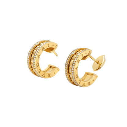 [Royal Jewelry]ZERO 1 ROCK GOLD EARRINGS WITH STUDDED SPIRAL AND PAVED DIAMONDS