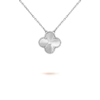 [Royal Jewelry]CLOVER  15MM DIAMOND LASER NECKLACE SILVER