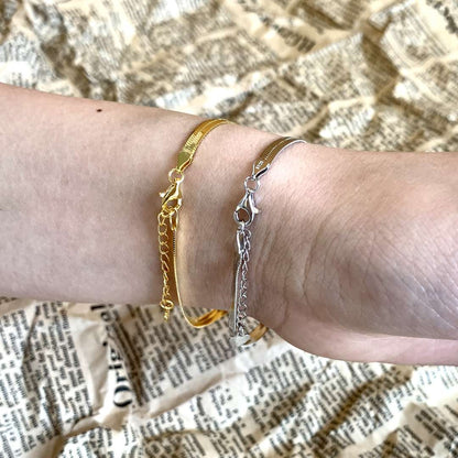 [Royal Jewelry]Flat Snake Bone Chain Blade Necklace