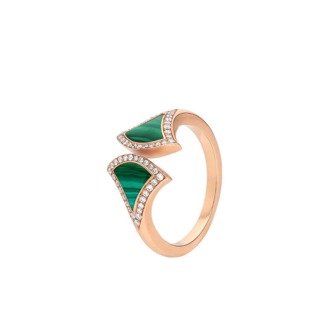 [Royal Jewelry]DREAM MALACHITE DIAMOND OPEN RING