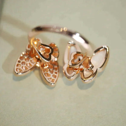 [Royal Jewelry]TWIN BUTTERFLY DIAMOND MOP RING