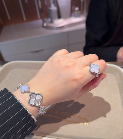 [Royal Jewelry]CLOVER RIVERSIBLE PURPLE CHALCEDONY RING