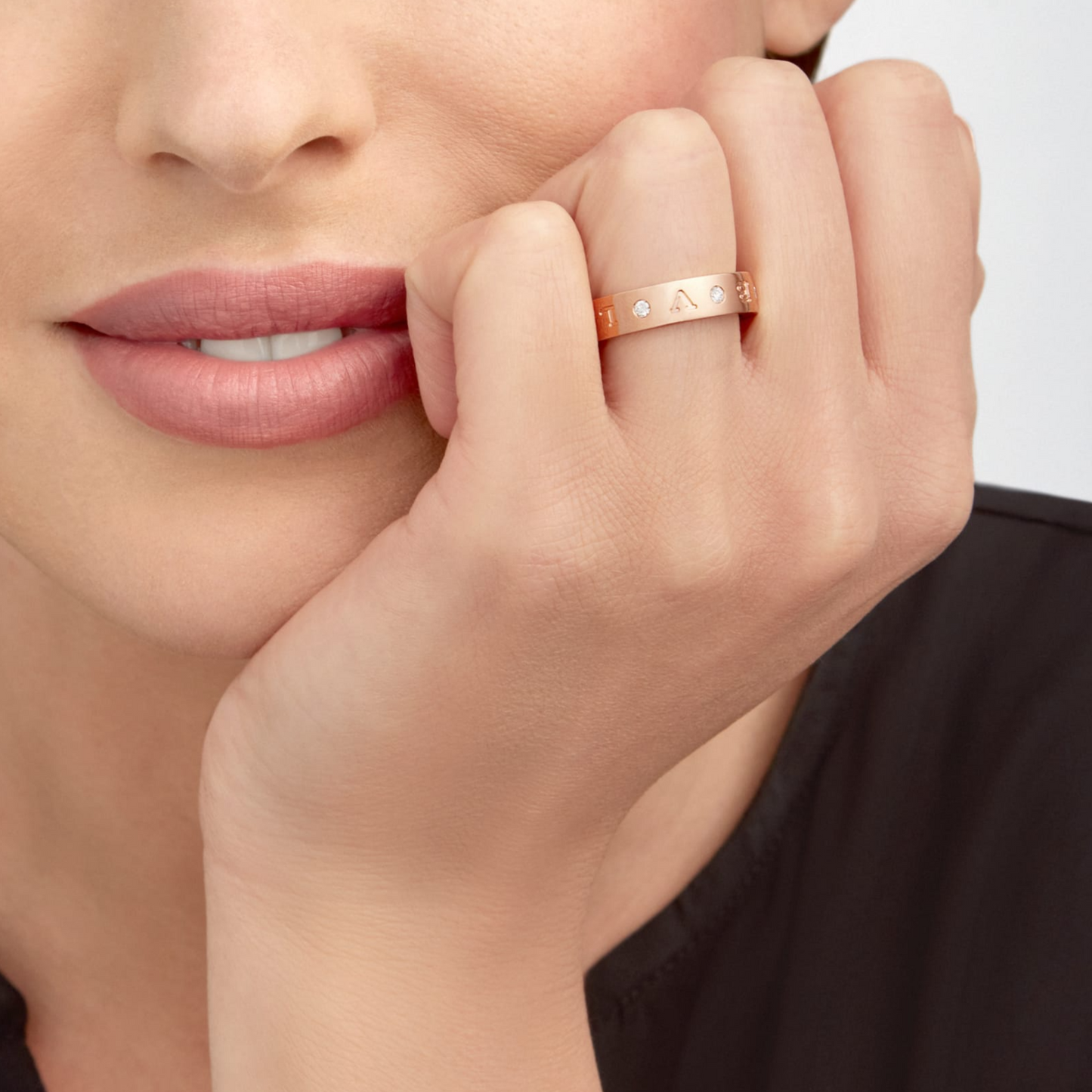 [Royal Jewelry]ZERO 1 ESSENTIAL PINK GOLD BAND WITH DIAMONDS RING