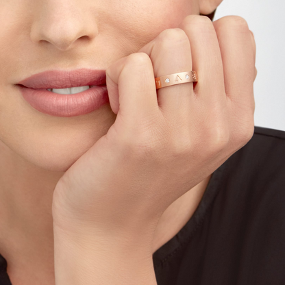 [Royal Jewelry]ZERO 1 ESSENTIAL PINK GOLD BAND WITH DIAMONDS RING