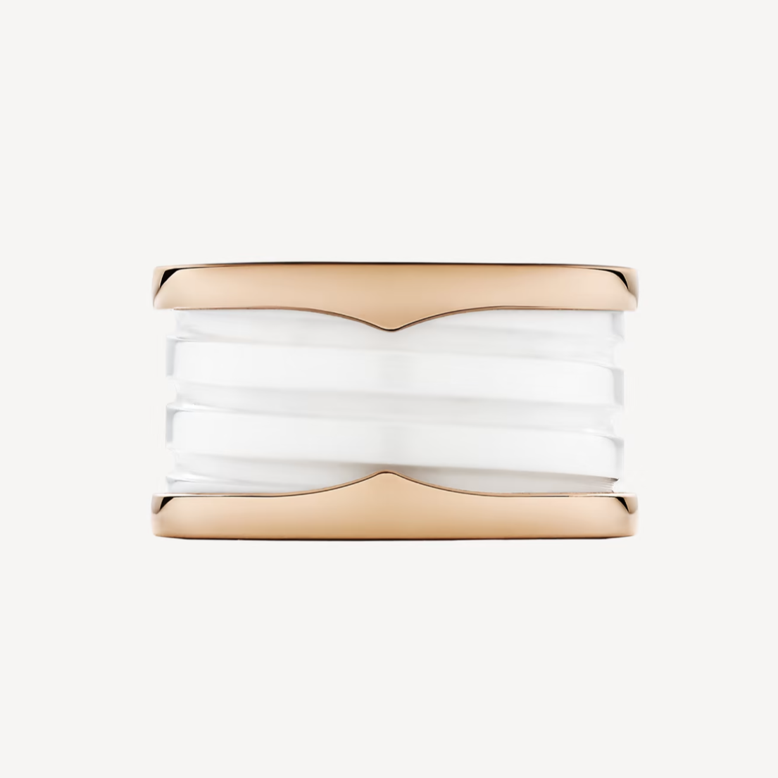 [Royal Jewelry]BAGUE EN OR ROSE EN SPIRALE À QUATRE ANNEAUX ZERO 1 ET CÉRAMIQUE BLANCHE